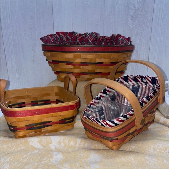 Longaberger All American Summertime Basket Bundle 3 Red and Blue weave July 4th - Picture 9 of 9
